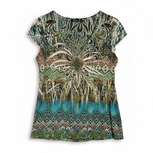 Apt 9 Fairycore Boho Beaded Medallion Tunic Top Y2K Earthy Festival M